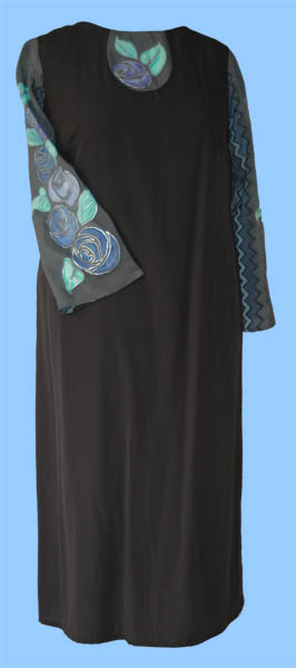 Schwarzes Kleid mit Seidenmalerei (KS004)